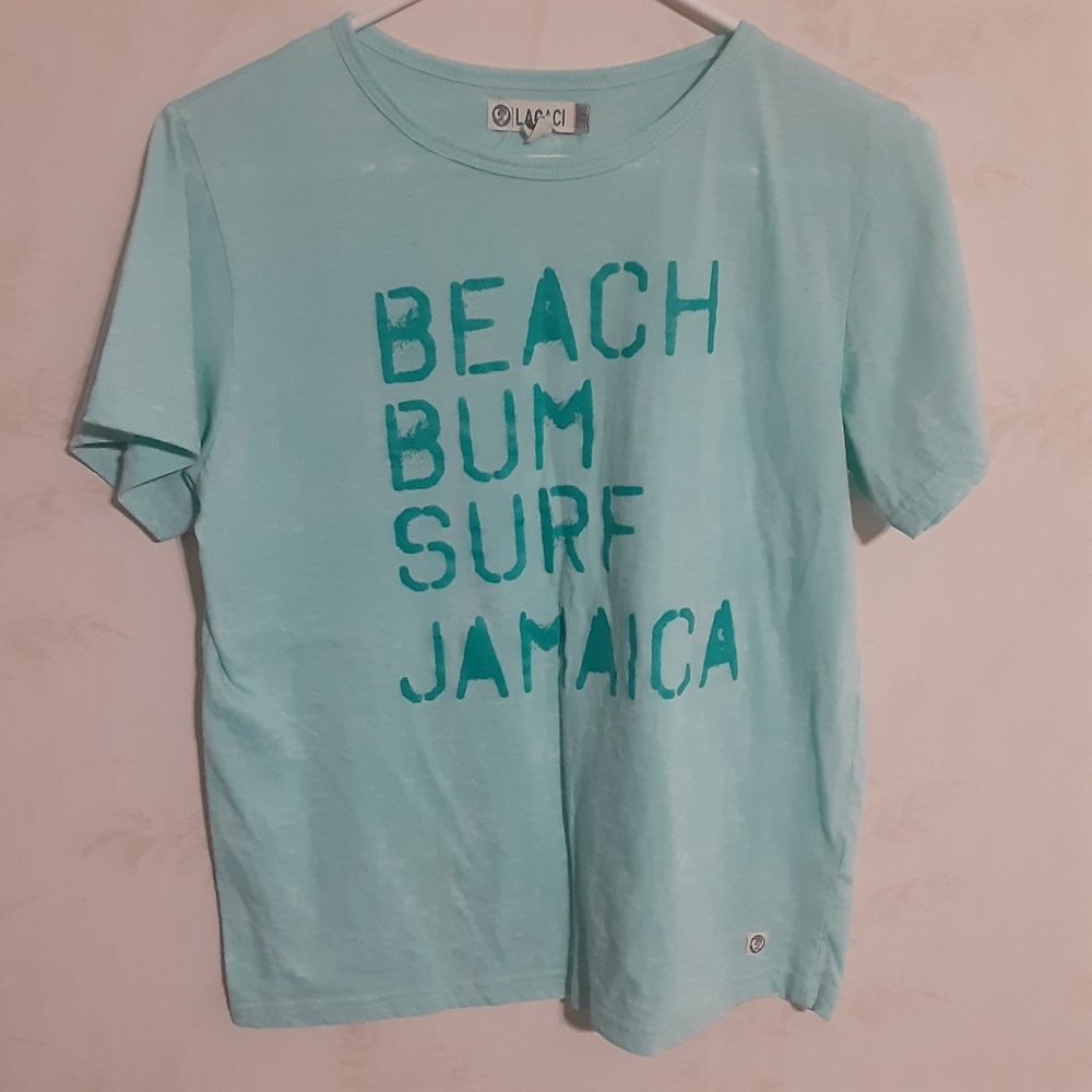 5/$20 Lagaci Women's Beach Bum Surf Jamaica Short Sleeve T Shirt L
